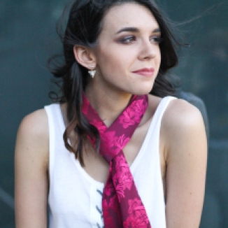 earrings and floral scarf