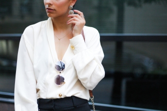 Silk Top and Statement Earrings