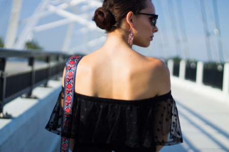 Off-The-Shoulder Top and Statement Earrings